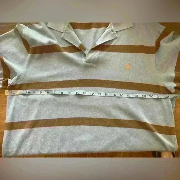 Polo by Ralph Lauren Men’s Polo Size Large/Tall color Blue with Brown stripes - Picture 7 of 9